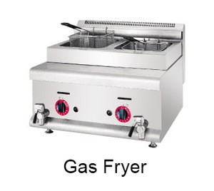 Stainless Steel Double Basket Gas Deep Fryer / Potato Chips Fryer for Sale