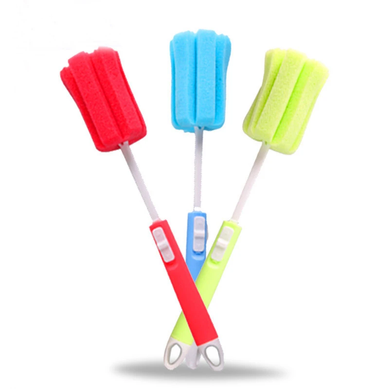 Stocks plastic extendable handle sponge roller bottle washing brush cup cleaning brush for sale
