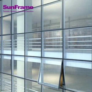 Sun Frame Most popular commercial frameless aluminum glass panel component curtain wall