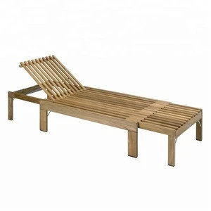 Sun Lounger Solid Teak Wood Long Chaise Outdoor Garden Furniture Indonesia Wholesale