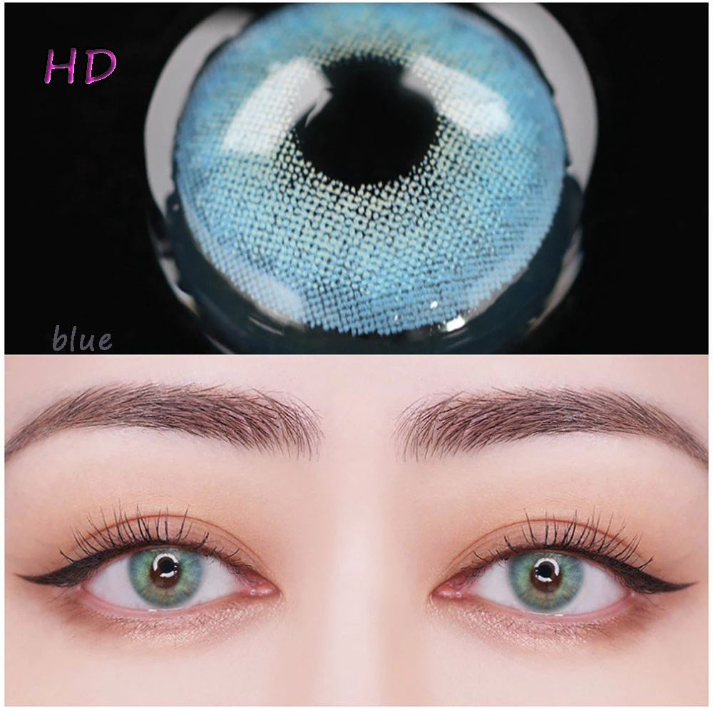 Super Natural Mix Blood Colored Contact Lenses 14.2mm Yearly Eye Lenses Lentilles de Contact For Cosmetic Eye  HD BLUE