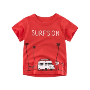 SURF&#x27;S ON Red Kids Boys T shirt custom Baby girl Cotton Tops Summer Clothing toddler t shirt