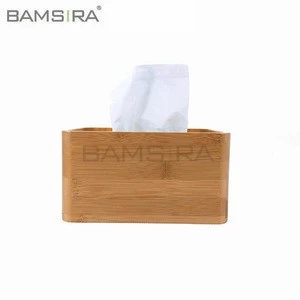 Tabletop Decorative Bamboo Fiber Tissue Paper Box, Storage Box Rectangular