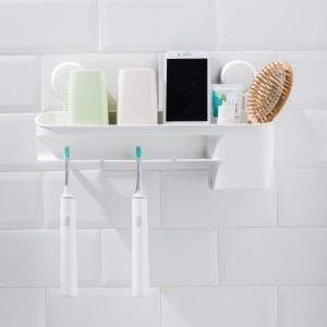 TAILI Wall Mounted No Drilling Plastic Bathroom Shower Caddy Toothbrush Holder Bathroom Accessories