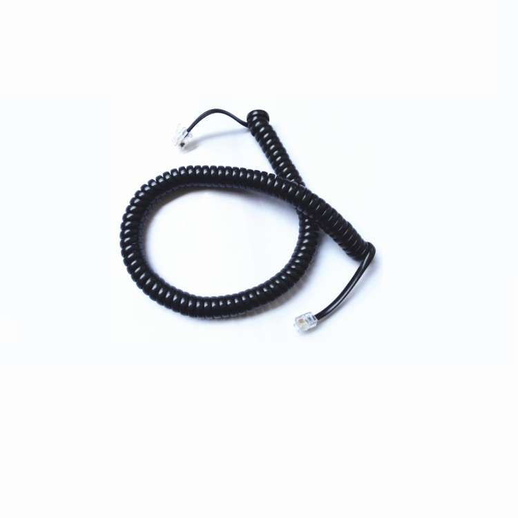 Telephone cable RJ9 4P4C Modular Plug Coiled Spiral Telephone Cords