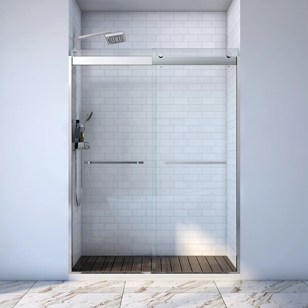 Tempered Glass Bypass Bathroom Frameless Shower Door