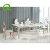 TH306 Simple style metal glass dining table set banquette dining room furniture