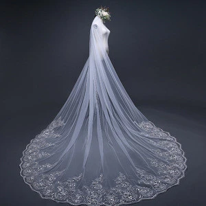 Top Quality 3 Meter Long Train Ultrathin Lace Bridal Veils DX9001