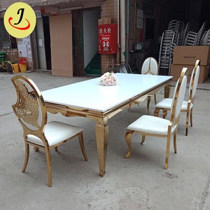 top sale modern style for 12seater gold hotel stainless steel frame dining table