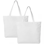 Tote Canvas Shoulder Shopping Bag with Zipper Eco Friendly Blank Lady Striped Handled (30cm<max Length<50cm)