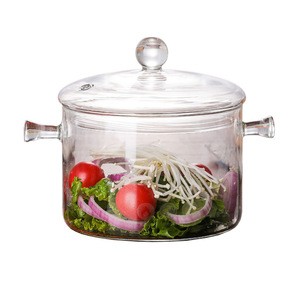 Transparent Borosilicate Clear Pyrex Heat Resistant Glass Cooking Pot Glass Soup Pot
