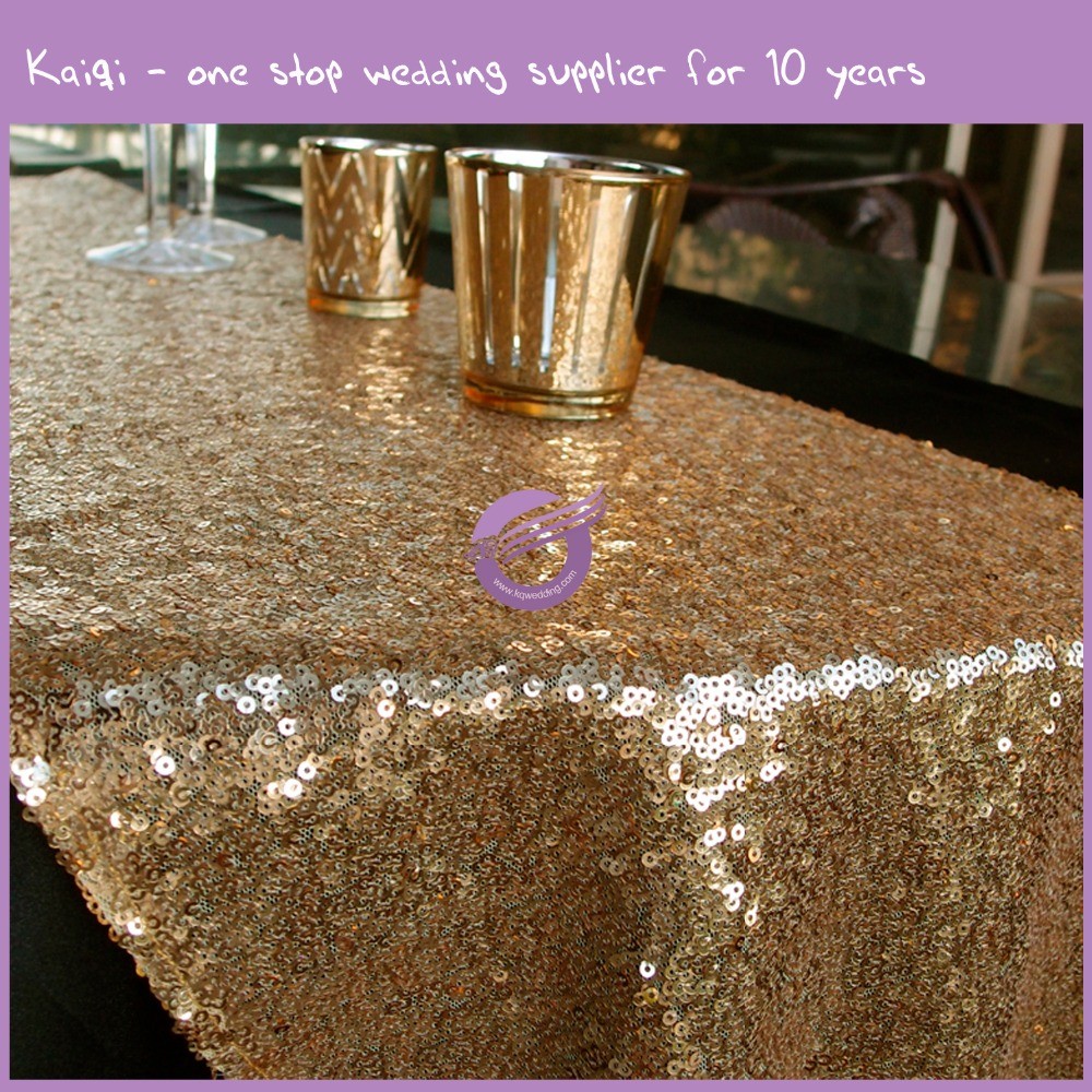 TX28043 132 inch round luxury gold sequins wedding tablecloth