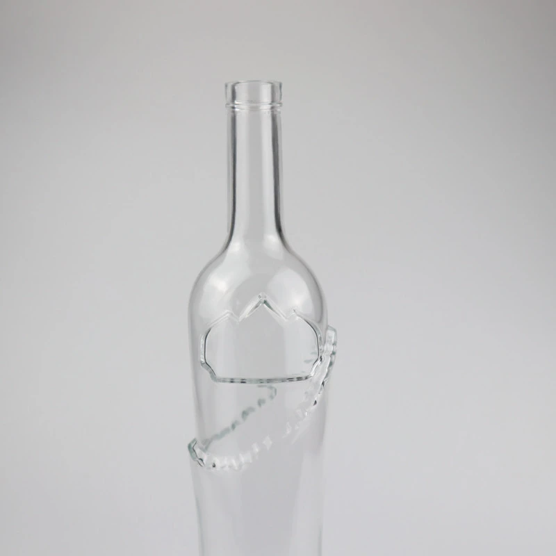 Unique glass bottle design 750ml bluk liquor brandy whiskey black wine bottle glass bottle packaging