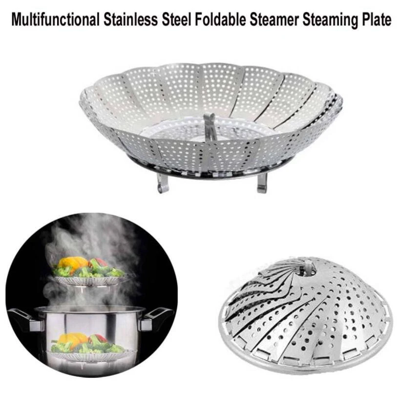 Vegetable Steamer Basket, Premium Stainless Steel Veggie Steamer Basket - Folding Expandable Steamers to Fits Various Size Pot