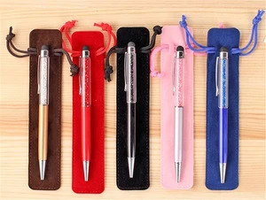 Velvet Pen Pouch Holder Single Pencil Bag Pen Case Rope Locking Gift Bag