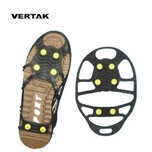 VERTAK Outdoor Black Anti Slip Grip Ice Cleats with Easy-On Spikes