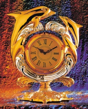 Vintage And Elegant Golden Dolphin Shaped Table Clock Hotel Home Decoration Desk&Table Clock