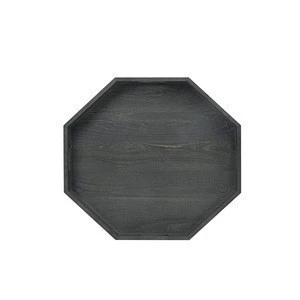 Vintage Grey octagonal serving unique multifunction salver printed wood tray round