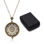 Vintage hollow out magnifying glass pendant necklace pocket watch fashion sweater chain necklace women  jewelry