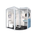 Wall mounted magnifying glass room shower corner shower door