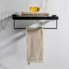 Wall Mounted Stainless Steel Bathroom Accessories Drying Towel Rack Shelf Holder Stand Single Black Bathroom Towel Racks
