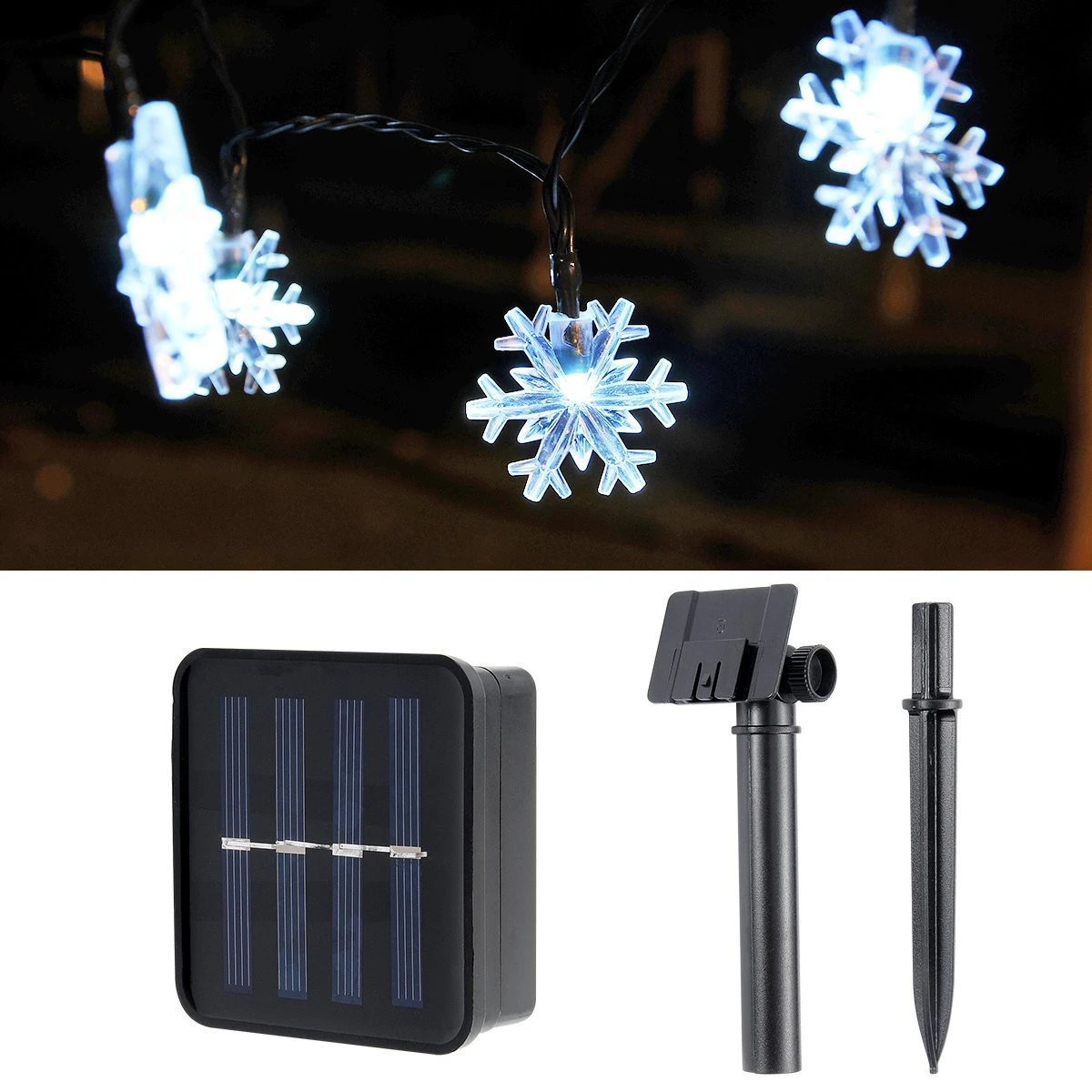Waterproof Solar String Lights Led Snowflake Christmas Outdoor Garden Decoration Light