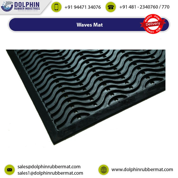 Wave Design with Straight Edge Household/Commercial Rubber Floor Mat
