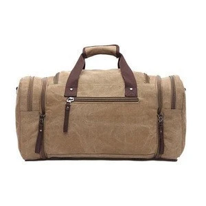 Waxed Canvas Travel Weekend Bag Leather Duffel Bag for Men &amp; Women