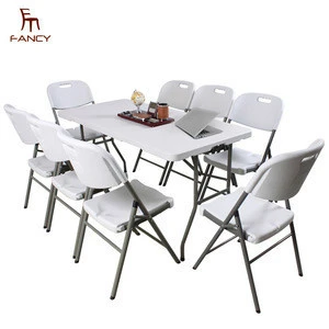 Wholesale Cheap Popular Bi-Fold Granite White Plastic Folding Table For Sale