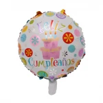 Wholesale Custom 18 Inch Heart Round Shape Printing Feliz Cumpleanos Helium Aluminum Foil Balloon For Birthday Party Decoration