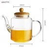 Wholesale home use High Borosilicate glass cheap classic round bottom 600ml glass jug water pitcher with bamboo lid
