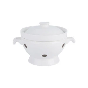 Wholesale hotel used cheap white cheap soup tureen with lid / double handle
