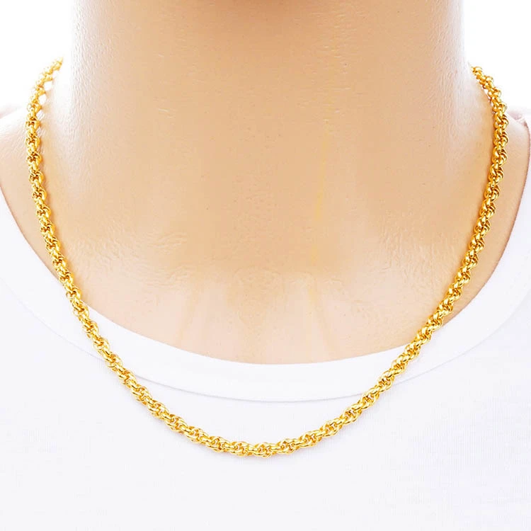 Wholesale Jewelry wholesale 24K  yellow gold plated beads copper chain necklace