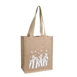 Wholesale Logo Transparent PVC Window Jute Bag For Shopping Gift