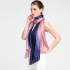 Wholesale New Arrival Fashion Muffler Women High Quality Gradient Sunscreen Silk Scarf Ladies Transparent Lightweight Silk Shawl