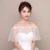 Import Wholesale One Shoulder White Wedding Shawl With Lace Mesh Bridal Shawl from China