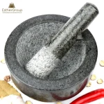 Wholesale  Pestle and Mortar Set Premium Solid Granite Stone Large Black - 16cm(6.3