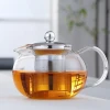 Wholesale Resists Heat Clear Flower Tea Glass Teapot with Steel Filter