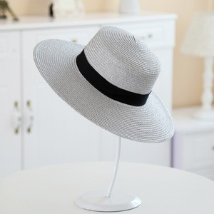 Wholesale Skimmer Boater Straw Hat Wide Brim Wedding Boater Custom Straw Hat