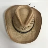 Wholesale summer unisex raffia straw cowboy Hats leather belt Decoration Shaped Brim Mexican Sombreros Hat