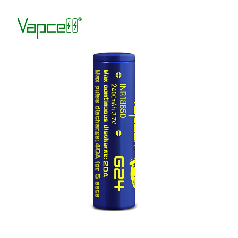 Widely Use 18650 Battery Vapcell  INR18650  G24 2400mah 20A  Rechargeable Li-ion Battery