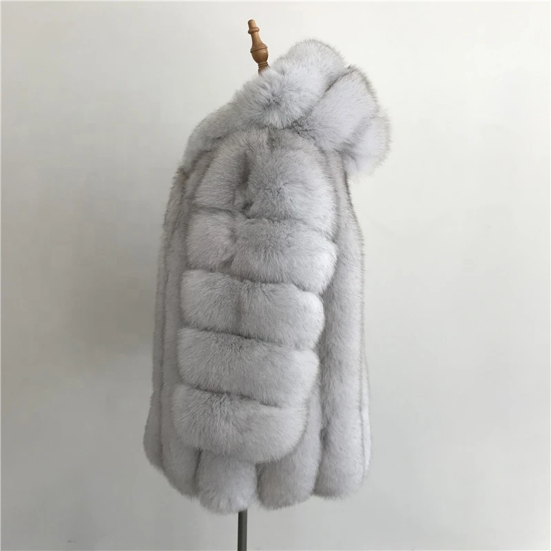 Winter warm fashion high quality cheap price nature color white fox fur coat