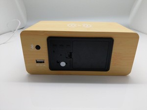 Wireless Charging Speaker Wooden 3d Led Clock