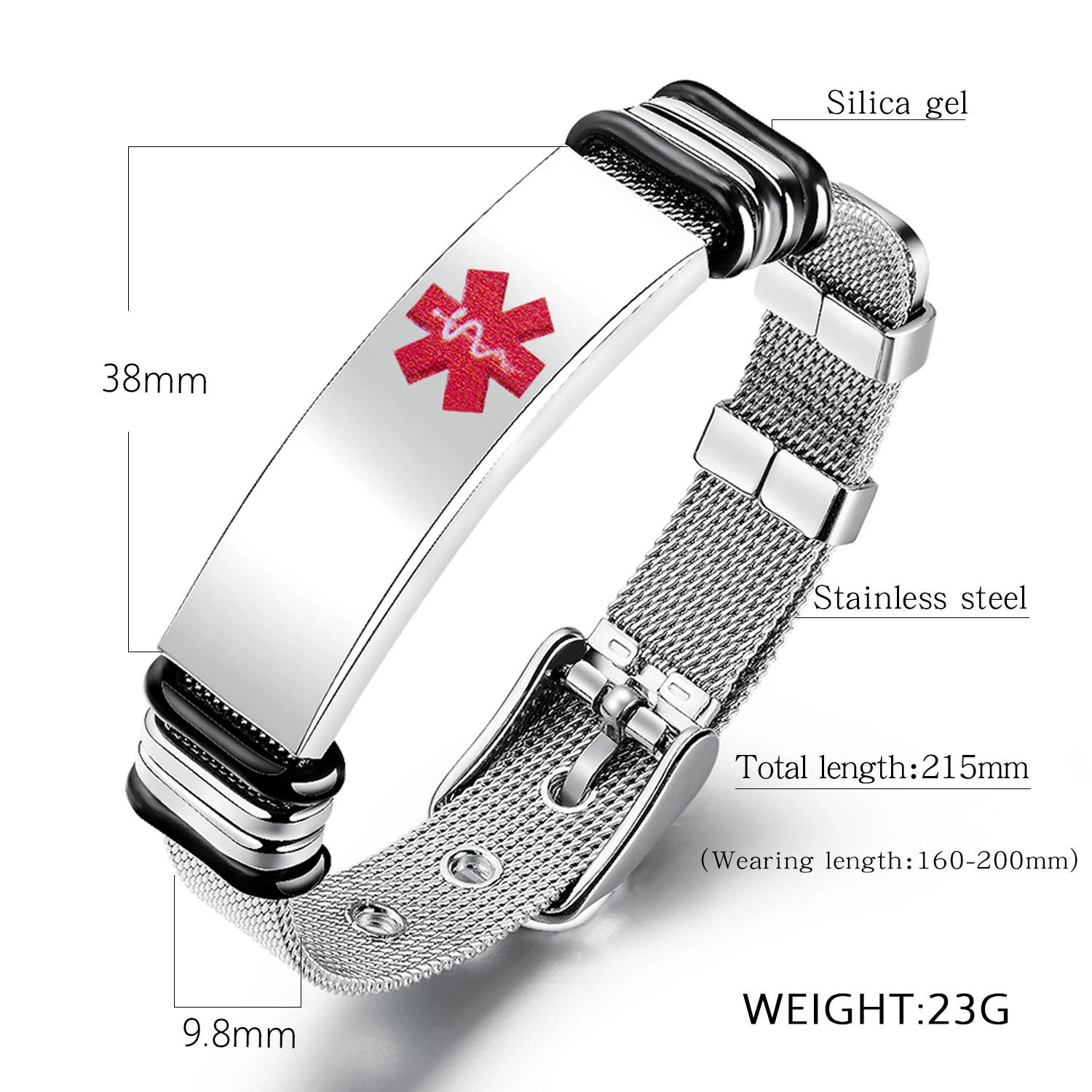 Women Men Bracelet Emergency First Aid Bangle Stainless Steel Engraved Name Watch Chain Medical Alert ID Bracelets