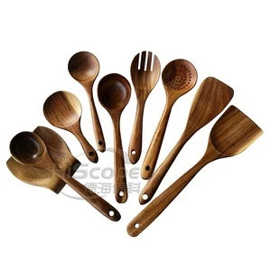wooden cooking kitchen accessories set teak wood cooking utensil set