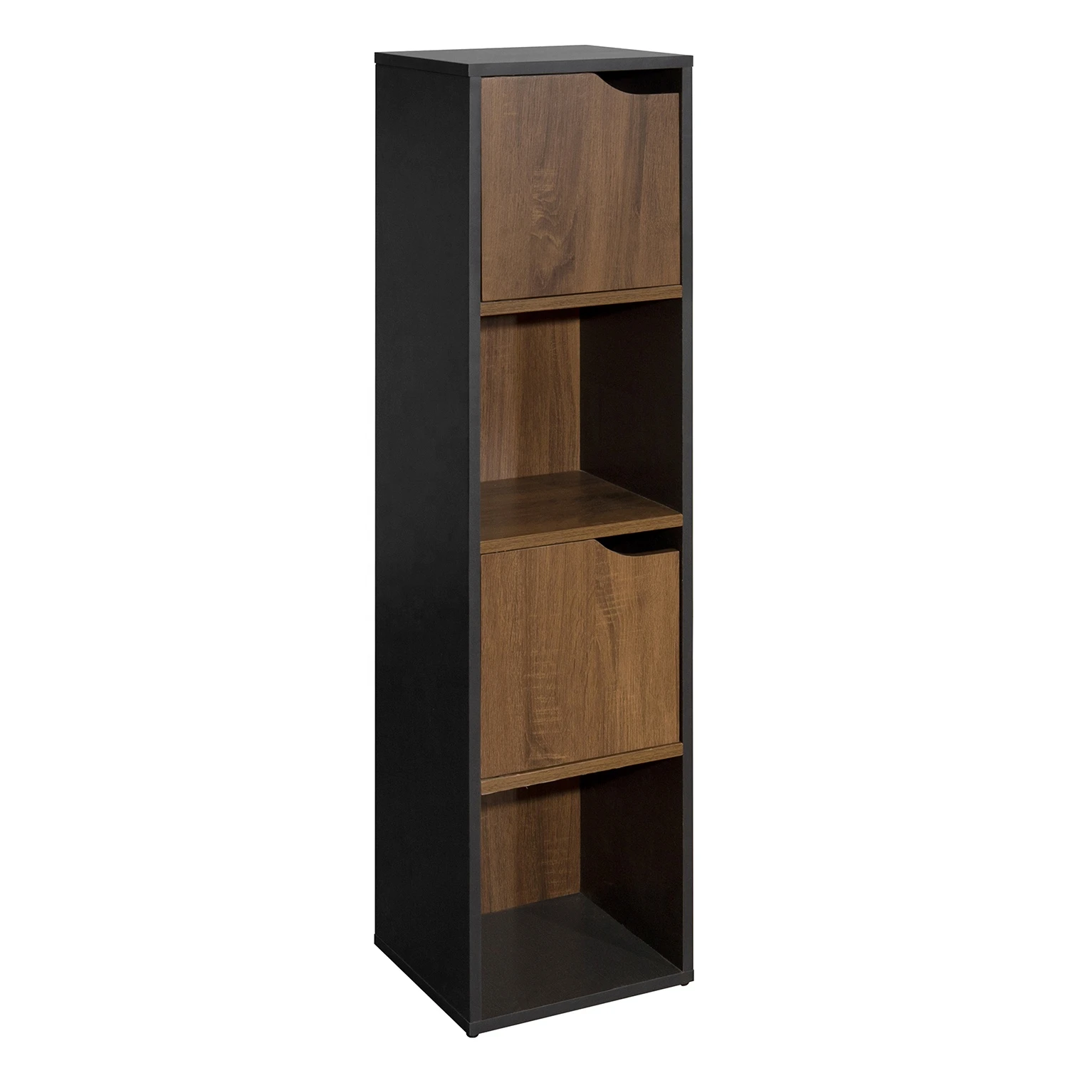 wooden Storage Rack cabinet MDF Bookcase Leaning Book Shelf Home Bookshelf