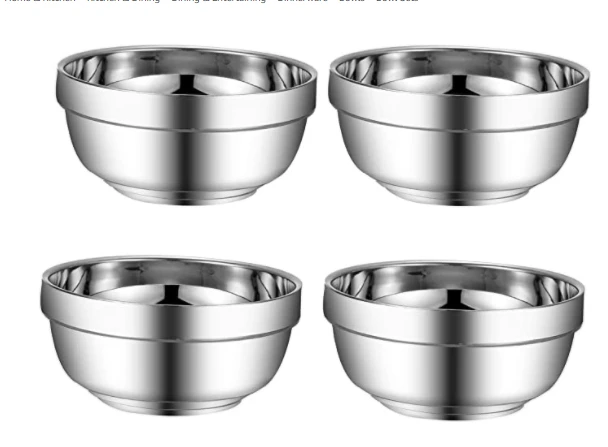 XINCHU 201 Heat Insulated Stainless Steel Soup Rice Unbreakable And Dishwasher Safe Salad soup Bowl