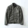 Top Quality Men's washed PU motorcycle thick quilted windproof leather jacket