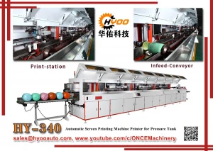 HY-340: Fully Automatic Silk Screen Printing Machine Printer for 3 Colors Pressure Tank