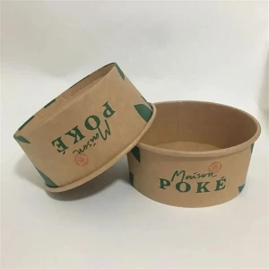 YICHEN Custom Logo Printed PLA Coating Biodegradable 1000ml Salad Kraft Paper Bowls